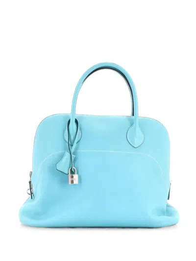 Pre-owned Hermes Bolide Relax Bag Epsom 35 Satchel In Blue