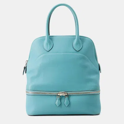 Pre-owned Hermes Bolide Sucre Blue Saint-cyr Swift Leather