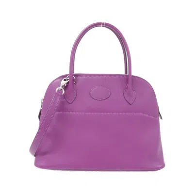 Pre-owned Hermes Bolide Swift Leather Handbag () In Blue
