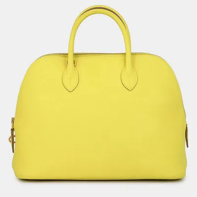 Pre-owned Hermes Bolide1923 Lime Evercolor Size 30 In Yellow