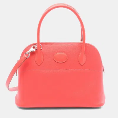 Pre-owned Hermes Bolide27 Shoulder Handbag 041693ck Epsom Leather Rose Jaipur In Pink