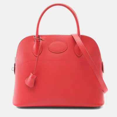 Pre-owned Hermes Bolide31 Bougainvillier Epsom Leather Handbag In Red