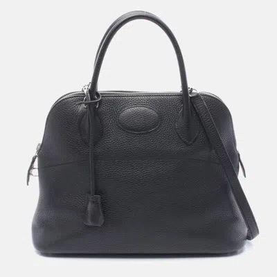 Pre-owned Hermes Bolide31 Shoulder Handbag Clemence Leather Black X Shw