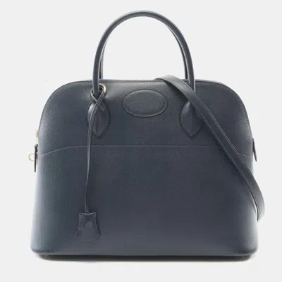 Pre-owned Hermes Bolide35 Blue Indigo Leather Bag