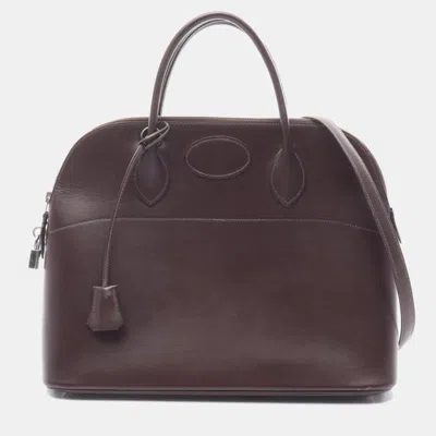 Pre-owned Hermes Bolide35 Brown Box Calf Leather Handbag