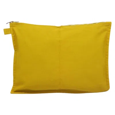 Pre-owned Hermes Bora Bora Canvas Clutch Bag () In Yellow