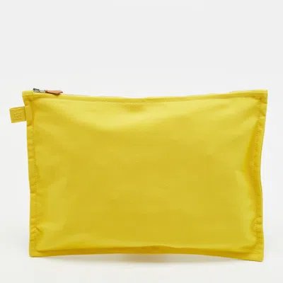 Pre-owned Hermes Hermès Bora Bora Gm Yellow Canvas Pouch