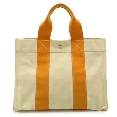 Pre-owned Hermes Bora Bora Natural Orange Yellow Canvas Handbag Tote Bag ()