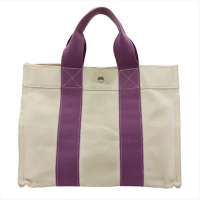 Pre-owned Hermes Bora Bora Purple Canvas Handbag Tote Bag ()