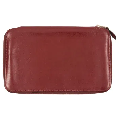 Pre-owned Hermes Bordeaux Box Leather Wallet “azap” In Brown
