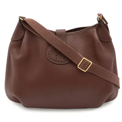 Pre-owned Hermes Bordeaux Brown Red Color Togo Leather Pochette Shoulder Bag () In Bordeaux, Brown, Red Color