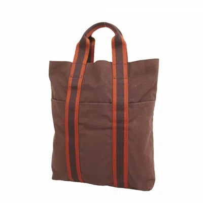 Pre-owned Hermes Bordeaux Canvas Tote Bag ()