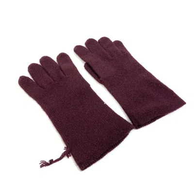 Pre-owned Hermes Bordeaux Cashmere Warm Gloves () In Burgundy