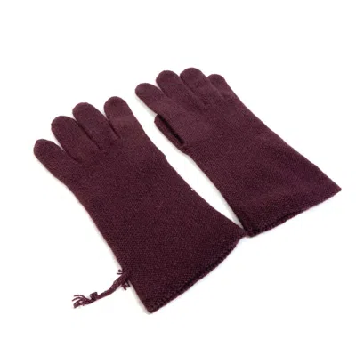 Pre-owned Hermes Bordeaux Cashmere Warm Gloves ()