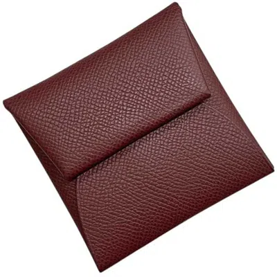 Pre-owned Hermes Bordeaux Epsom Leather Coin Purse/coin Case () In Burgundy