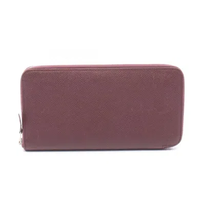 Pre-owned Hermes Bordeaux Epsom Leather Long Wallet (bi-fold) () In Burgundy