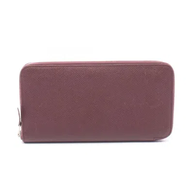 Pre-owned Hermes Bordeaux Epsom Leather Long Wallet (bi-fold) () In Burgundy
