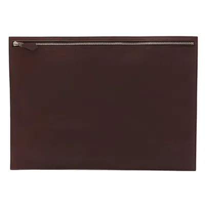 Pre-owned Hermes Bordeaux Leather Clutch Bag ()