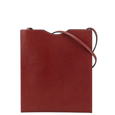 Pre-owned Hermes Bordeaux Red Color Box Calf Leather Shoulder Bag ()