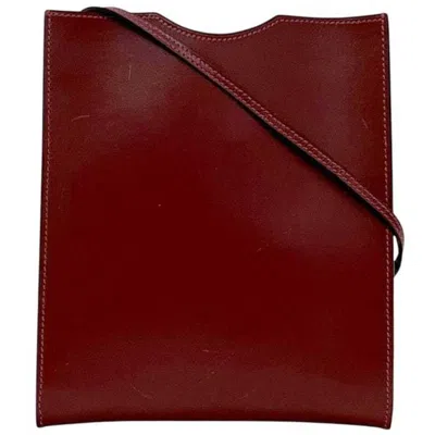 Pre-owned Hermes Bordeaux Red Color Rouge H Box Calf Leather Pochette Shoulder Bag () In Bordeaux, Red Color, Rouge H