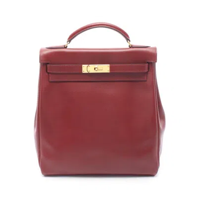 Pre-owned Hermes Bordeaux Rouge H Gulliver Leather Leather Backpack Handbag () In Bordeaux, Rouge H