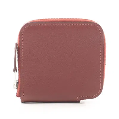 Pre-owned Hermes Bordeaux Rouge H Leather Coin Purse/coin Case () In Bordeaux, Rouge H