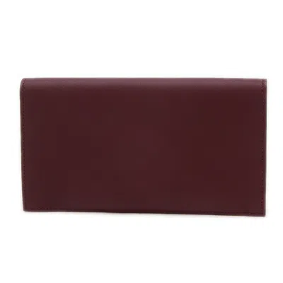 Pre-owned Hermes Bordeaux Swift Leather Long Wallet (bi-fold) () In Burgundy