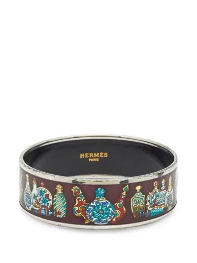 Pre-owned Hermes Bottle-print Bracelet In Silver