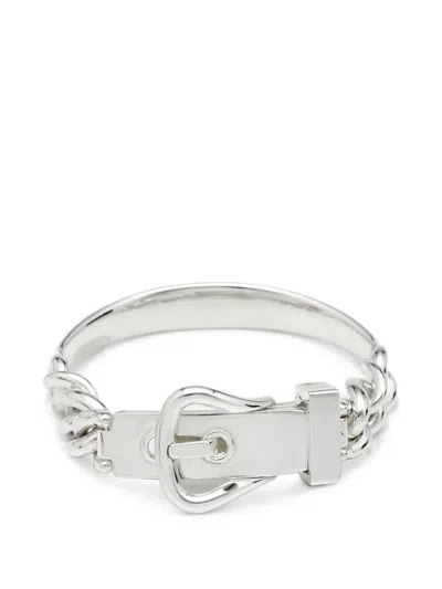 Pre-owned Hermes Bouclé Sellier Inflexible Bracelet In Silver