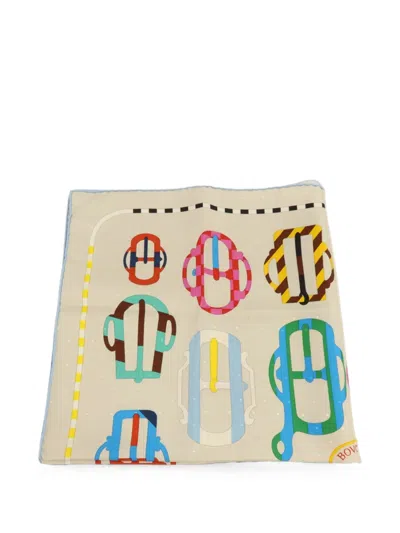 Pre-owned Hermes Bouclerie Moderne Plumetis Printe Silk Scarf In Neutral