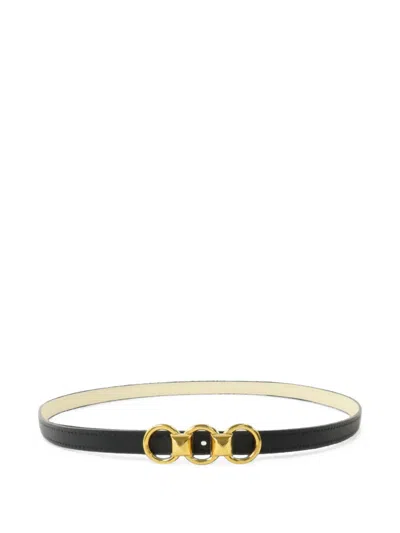 Pre-owned Hermes Boucleries Leather Belt In Black