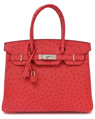 Pre-owned Hermes Hermès Bougainvillea Ostrich Leather Birkin 30 (authentic Pre-loved)
