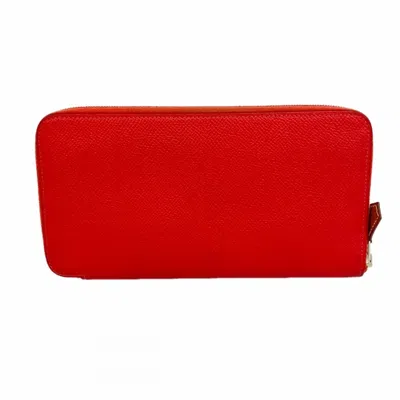 Pre-owned Hermes Bougainvillier Epsom Leather Long Wallet (bi-fold) () In Purple