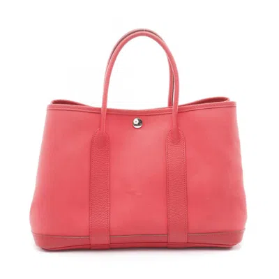 Pre-owned Hermes Bougainvillier Pink Canvas Toile Officier Negonda Leather Tote Bag ()