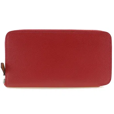 Pre-owned Hermes Bougainvillier Purple Epsom Leather Silk Long Bill Wallet (bi-fold) () In Bougainvillier, Purple