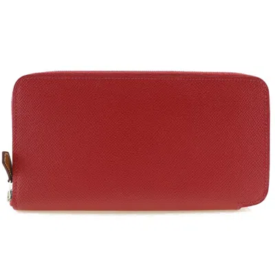 Pre-owned Hermes Bougainvillier Purple Epsom Leather Silk Long Bill Wallet (bi-fold) () In Bougainvillier, Purple