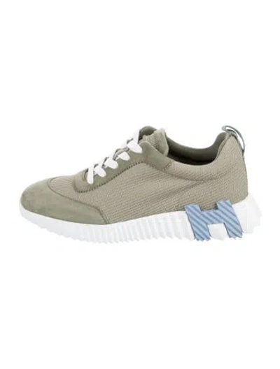 Pre-owned Hermes Bouncing Athletic Sneakers In Green