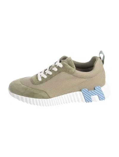 Pre-owned Hermes Bouncing Athletic Sneakers In Green