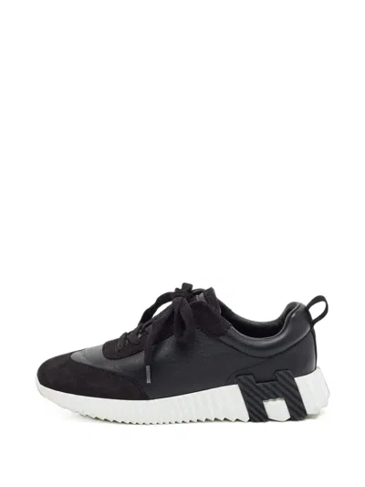 Pre-owned Hermes Bouncing Lace-up Sneakers In Black