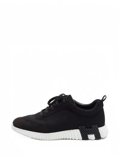 Pre-owned Hermes Bouncing Lace-up Sneakers In Black