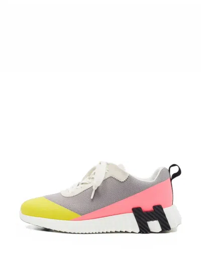 Pre-owned Hermes Bouncing Lace-up Sneakers In Grey