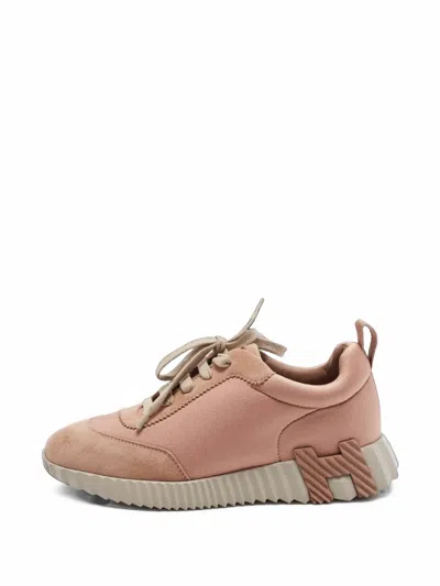 Pre-owned Hermes Bouncing Lace-up Sneakers In Pink