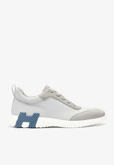 Hermes Bouncing Low-top Trainers In Gris Temperance Mesh And Suede