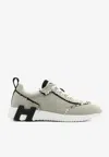 Hermes Bouncing Low-top Sneakers In Noir Canvas And Suede In Gray