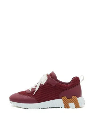 Pre-owned Hermes Bouncing Panelled Sneakers In Red