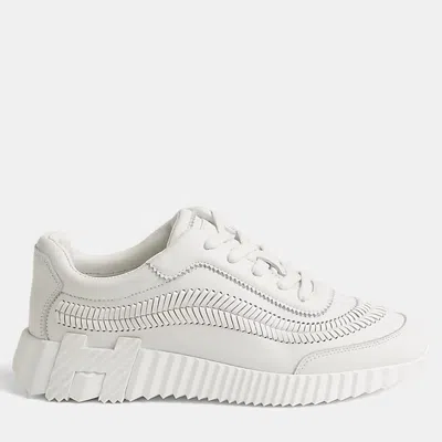Pre-owned Hermes Bouncing Size 36 Blanc Calfskin Sneakers In White