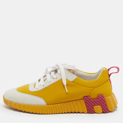 Pre-owned Hermes Bouncing Size 36 Multicolor Mesh And Suede Low Top Sneakers