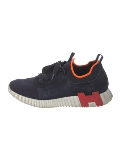 Pre-owned Hermes Bouncing Sneakers In Blue
