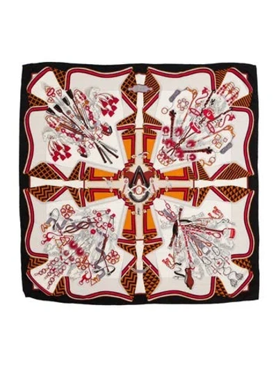Pre-owned Hermes Bouquets Sellier Cashmere Shawl In Black