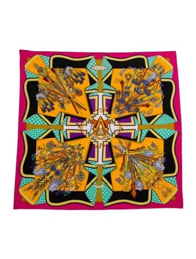 Pre-owned Hermes Bouquets Sellier Cashmere Shawl In Multi